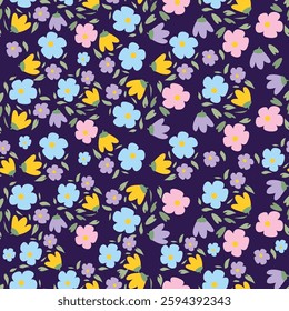 Cute seamless pattern with flowers. Vector creative floral texture. Great for fabric, textile, wallpaper