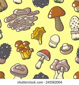Cute seamless pattern with forest mushroom. For your design, textile, fabric, wrapping paper.