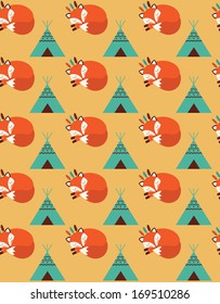 cute seamless pattern with fox. vector illustration