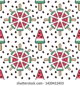 Cute Seamless pattern Fruit ice cream 
