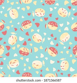 Nahtloses Muster mit Früchten. Schöner Textil- oder Papierdruck. Vektorgrafik.
