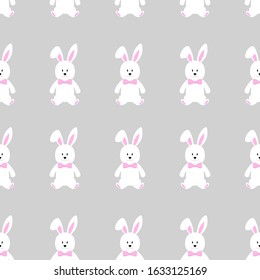 Cute seamless pattern with funny cartoon character Easter Bunny. Vector illustration. 