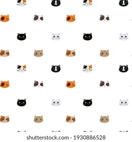 Cute seamless pattern with funny cats. Vector illustration for decor, design for  textile, web page background.