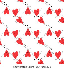 Cute seamless pattern with funny hearts.
