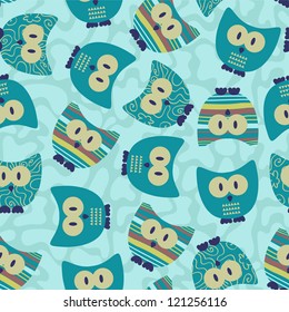 Cute seamless pattern with funny owls