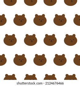 Cute seamless pattern with funny teddy bear.Cute adorable hand drawing teddy bear polar grizzly panda head cartoon doodle seamless pattern background wallpaper ,can use for wrapping paper or print on 