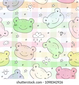Cute seamless pattern with funny toad. vector illustration