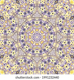 Cute seamless pattern with geometric elements composition. Ethnic african design. Batik print. Small elements texture. Vector patchwork ornament.