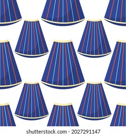 Cute seamless pattern with German national striped skirt. White background. Flat style illustration.