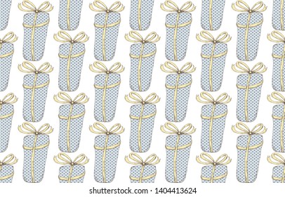cute seamless pattern with gift for wallpapers, christmas or birthday design vector isolated