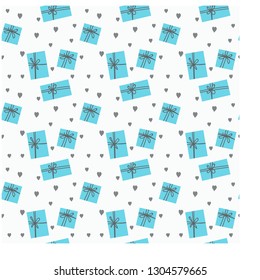 
cute seamless pattern gifts and hearts