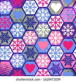 Cute seamless pattern for a girl. Winter pattern with snowflakes. Pastel pink colors. Girls background for fashion textile, prints, clothes, wrapping paper.