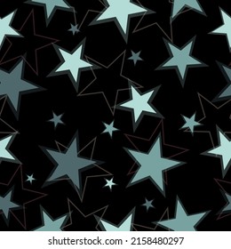 cute seamless pattern in gray-violet background with multi-colored stars - pink, black, white stars seamless pattern full color on black background vector eps10 editable.