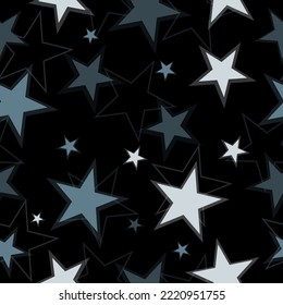 cute seamless pattern in gray-violet background with multi-colored stars - pink, black, white Modern paint pattern for birthday card, party invitation, wallpaper sale, holiday wrapping paper.