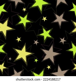 cute seamless pattern in gray-violet background with multi-colored stars - pink, black, white stars seamless pattern full color on black background vector eps10 editable.