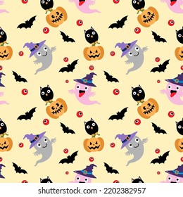 Cute seamless pattern for Halloween holiday. Can be used for fabric textile wallpaper gift wrap paper background.