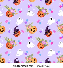 Cute seamless pattern for Halloween holiday. Can be used for fabric textile wallpaper gift wrap paper background.