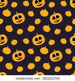 Cute seamless pattern with halloween pumpkins. Vector illustration