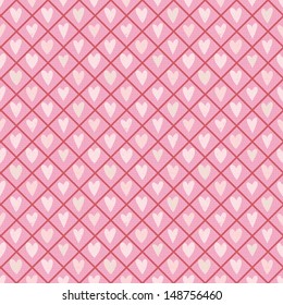 Cute seamless pattern with hand drawn hearts and plaid. Abstract romantic background. Vector illustration