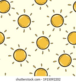 cute seamless pattern with hand drawn suns for summer prints, posters, wrapping paper, backgrounds, wallpaper, scrapbooking, textile, kids fashion, stationary, etc. EPS 10