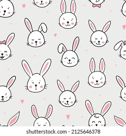 cute seamless pattern with hand drawn rabbits for nursery prints, easter backgrounds, wrapping paper, wallpaper, textile, scrapbooking, etc. EPS 10