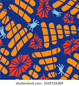Cute seamless pattern with hand drawn spiders for kids bedding, fabric, wallpaper.