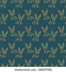 Cute seamless pattern with hand drawn fennec fox