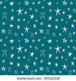 Cute seamless pattern with hand drawn doodle stars