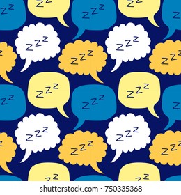 Cute Seamless Pattern With Hand Drawn Cartoon Sleeping Zzz Speech Bubble