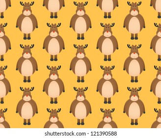 Cute seamless pattern with hand-drawn christmas deer. Vector illustration
