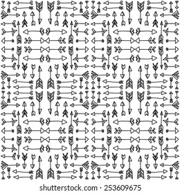 Cute seamless pattern with hand-drawn ethnic arrows