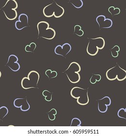 Cute seamless pattern with hand-drawn hearts