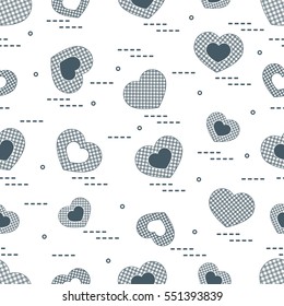 Cute seamless pattern with hearts in cell. Design for banner, flyer, poster or print.