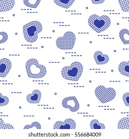 Cute seamless pattern with hearts in cell. Design for banner, flyer, poster or print.