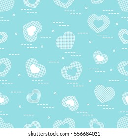 Cute seamless pattern with hearts in cell. Design for banner, flyer, poster or print.
