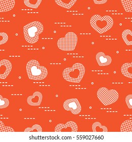 Cute seamless pattern with hearts in cell. Design for banner, flyer, poster or print.