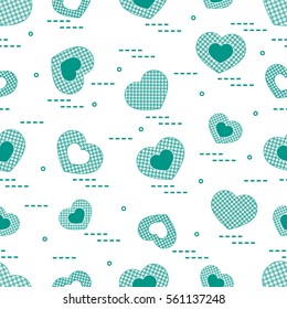 Cute seamless pattern with hearts in cell. Design for banner, flyer, poster or print.