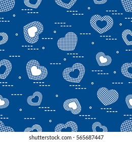 Cute seamless pattern with hearts in cell. Design for banner, flyer, poster or print.