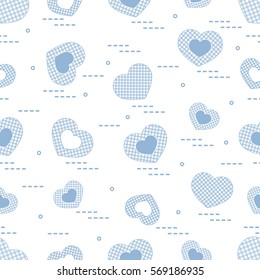 Cute seamless pattern with hearts in cell. Design for banner, flyer, poster or print.