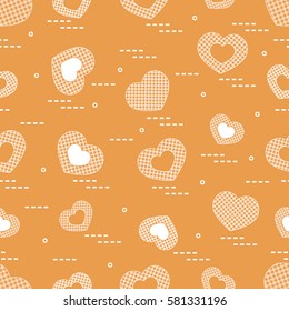 Cute seamless pattern with hearts in cell. Design for banner, flyer, poster or print.