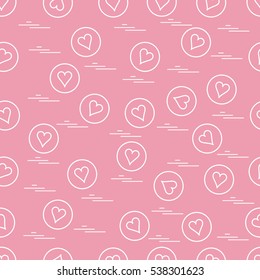 Cute seamless pattern with hearts in circles. Design for banner, flyer, poster or print.