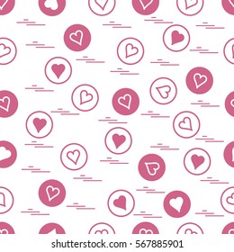 Cute seamless pattern with hearts in circles. Design for banner, flyer, poster or print.