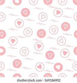 Cute seamless pattern with hearts in circles. Design for banner, flyer, poster or print.