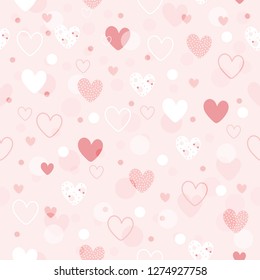Cute seamless pattern hearts draw by hand. Vector illustration