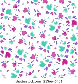 Cute seamless pattern with hearts. Endless romantic print. Vector pattern.