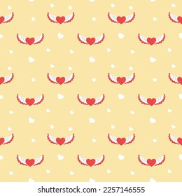 Cute seamless pattern with hearts. Flying red hearts for valentine's day. Vector illustration for printing. Flat design