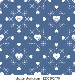 Cute seamless pattern with hearts. Happy Valentine's Day. Romantic background. Design for party card, paper, wrapping, fabric.