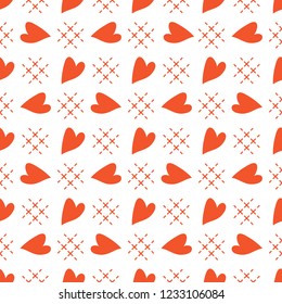 Cute seamless pattern with hearts. Happy Valentine's Day. Romantic background. Design for party card, paper, wrapping, fabric.