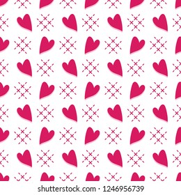Cute seamless pattern with hearts. Happy Valentine's Day. Romantic background. Design for party card, paper, wrapping, fabric.