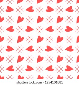 Cute seamless pattern with hearts. Happy Valentine's Day. Romantic background. Design for party card, paper, wrapping, fabric.